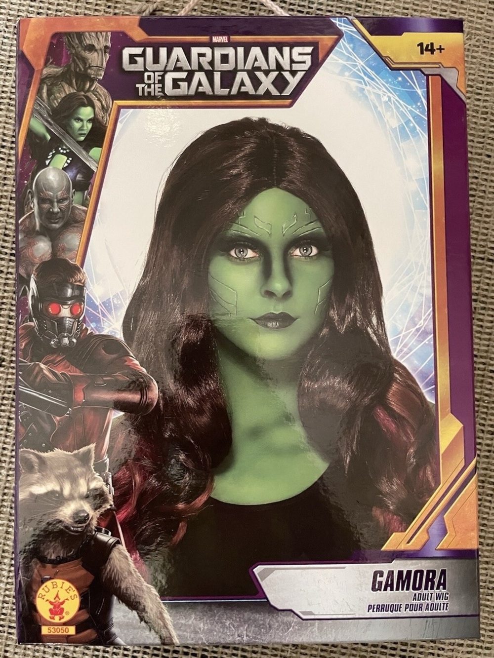 Marvel Gamora Long Black Wig with Subtle Dark Red Tips